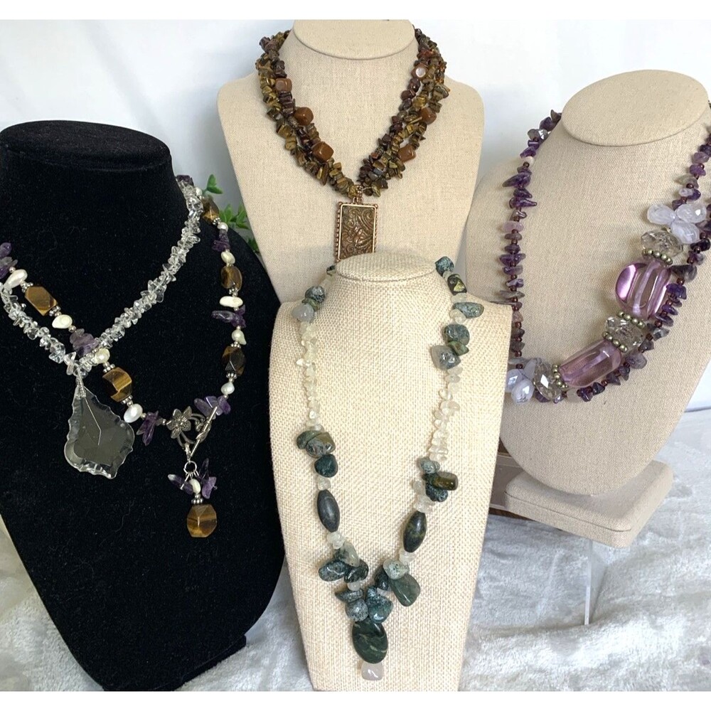 Faux Amethyst Quartz Tiger Eye Necklace Collection Woodland Fairy Boho Jewelry